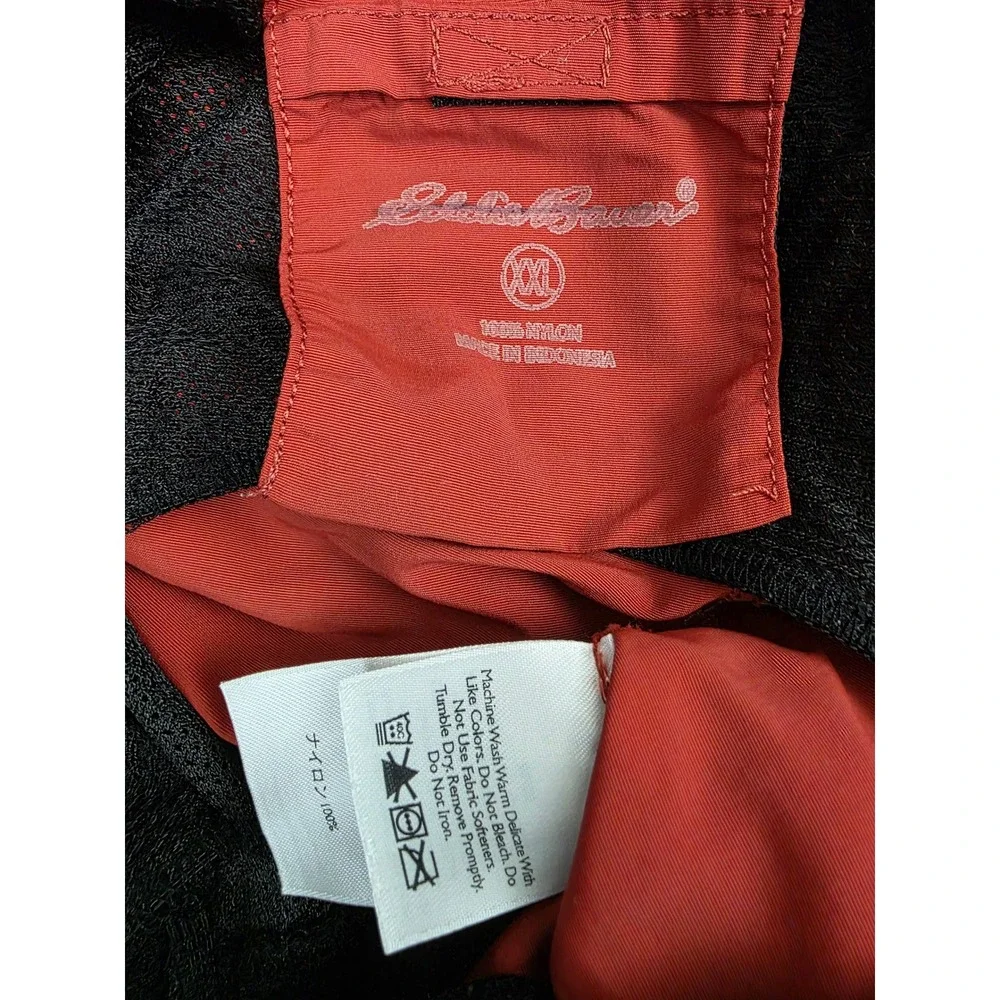Eddie Bauer Mens XXL Cargo Shorts Rust Orange / Red Nylon Hiking Belted Outdoor